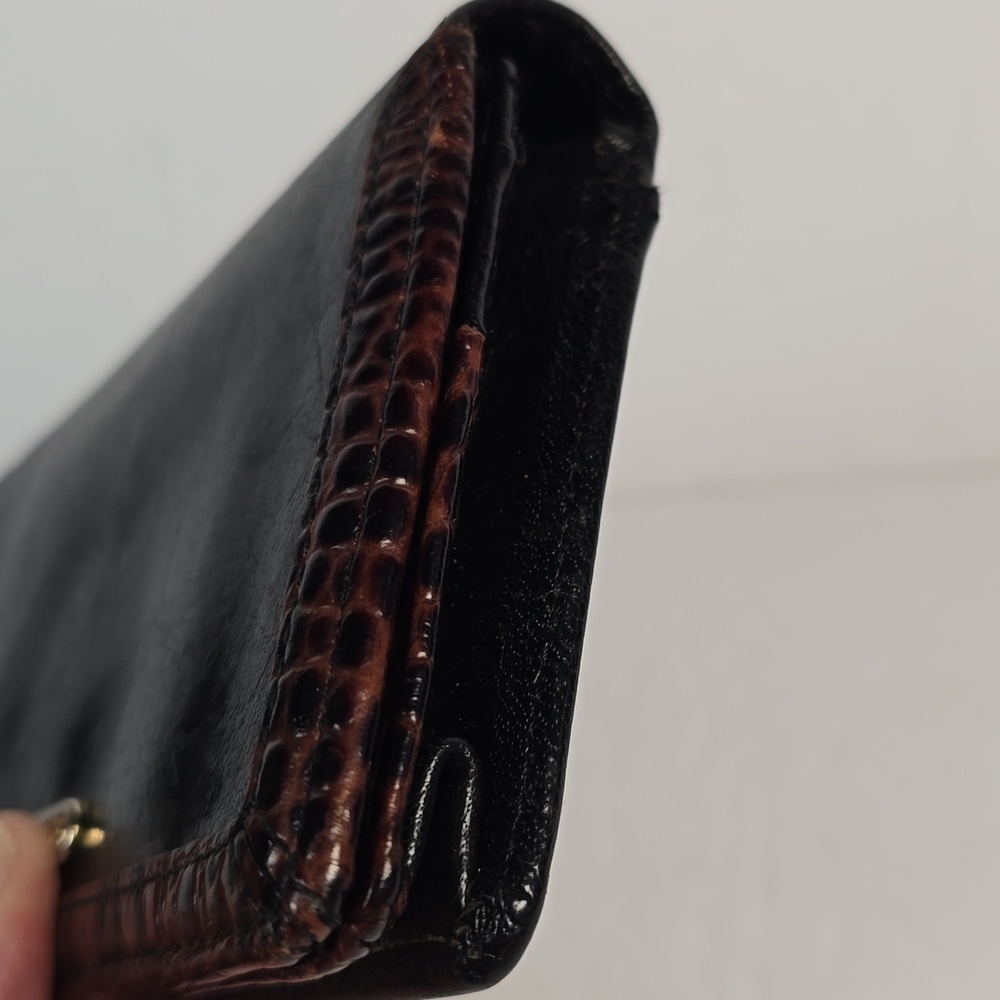 Brahmin Ady Tuscan Collection Wallet Black Leather Brown Croc Embossed Trim - Picture 11 of 12
